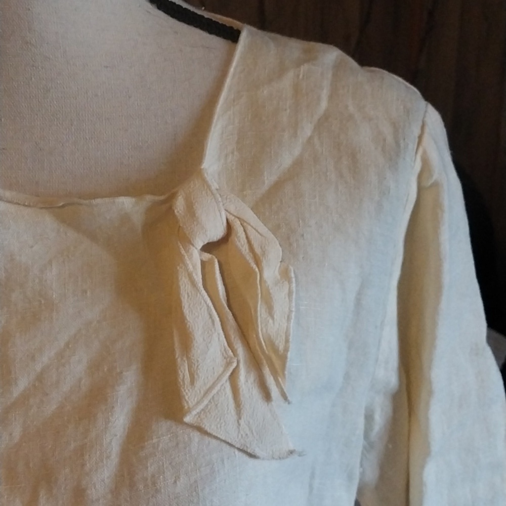 Christine Damen Size Small Linen Sheer Rayon Hem Shirt Yellow - Picture 3 of 8
